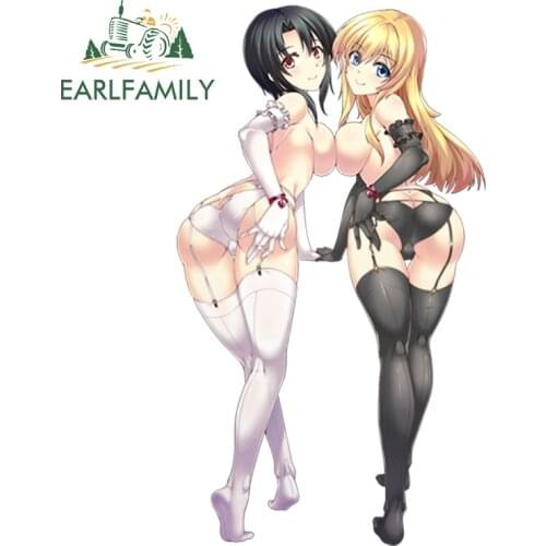EARLFAMILY 13cm x 11.67cm Anime JDM Sexy Girl Car Sticker Window Motorcycle Decal 3D Cartoon Car Styling Waterproof Accessories