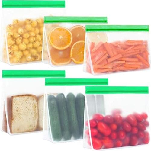 Food Storage Bag Reusable Zip-lock Silicone Leakproof Kitchen Organizer Freezer Cooking Fresh Bags for Fruit Snack Zero Dropship