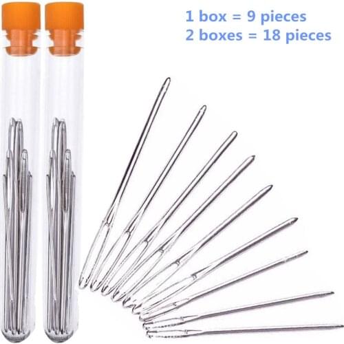 2boxes 18Pcs Stainless Steel Sewing Needle Big Eye Cross Stitch Knitting Embroidery Needle Embroidery Hand Sewing Accessories