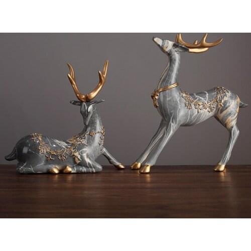 Imitation Marble Deer Resin Ornaments Home Decoration Scandinavian Style Living Room TV Cabinet Porch Window Display Furnishings