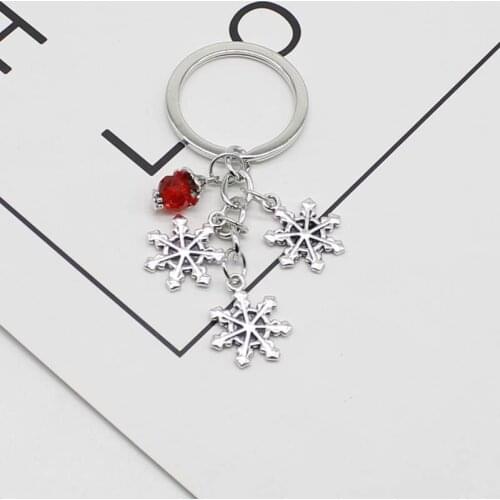 Creative Handmade DIY Snowflake Hanging Keychain Keyring Ornament Christmas Winter Gift