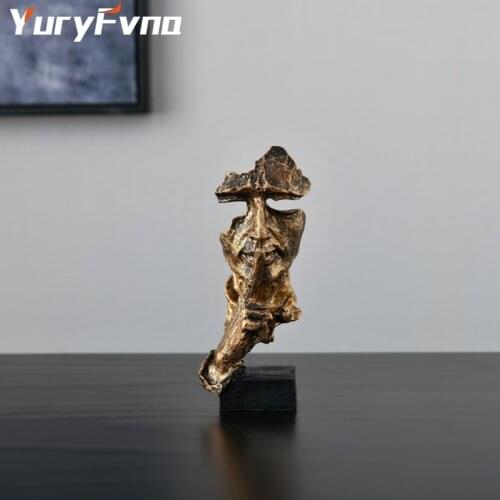 The Thinker Statue Silence Is Golden Statue Sculpture Figurines Decor Living Room Office Creative Statue for Home Decor