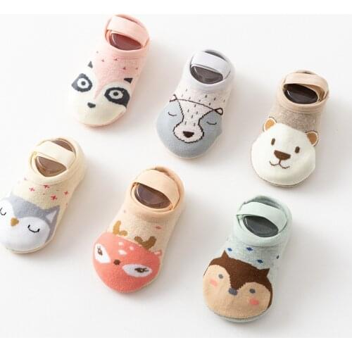AiKway 2019 New Spring Summer Baby Socks Boy Girl Cotton Cute Cartoon Shoes Socks Non-slip Infant Early Education Floor Socks