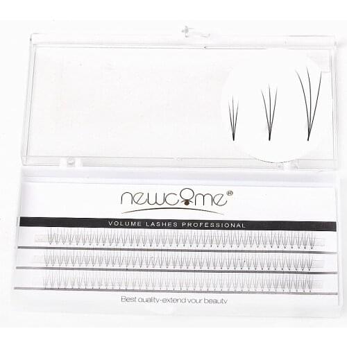 NEWCOME 3d Russian Volume individual Eye Lash Cluster Grafting Fake False Eyelash Extension C curl 0.07 Short Stem Pre made Fans