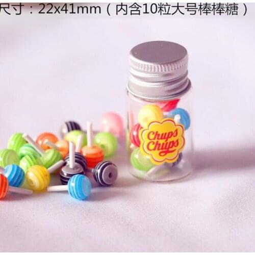 New Mini Cute Candy Color Glass Cans With Lollipops Dollhouse Miniature Food Doll House Kitchen Toys