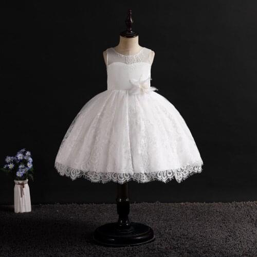 New Arrival Baby Girls Evening Dress Sleeveless Lace Tulle Dress Formal Kids Performance Dress