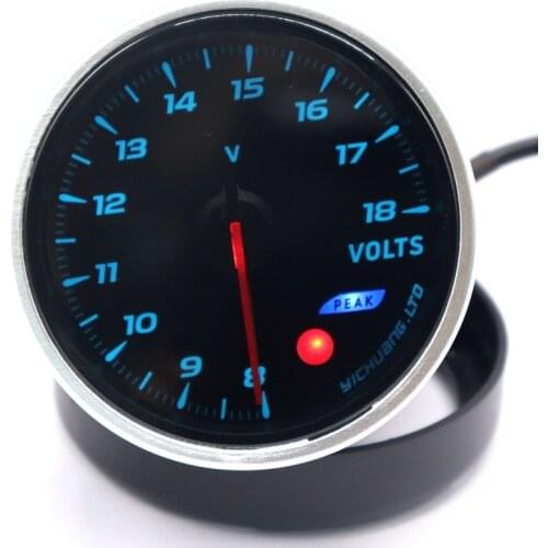 New 12V Car Modified Instrument Volt Gauge 64 Color Backlight Adjustable Meter 8~18V Voltmeter Meter