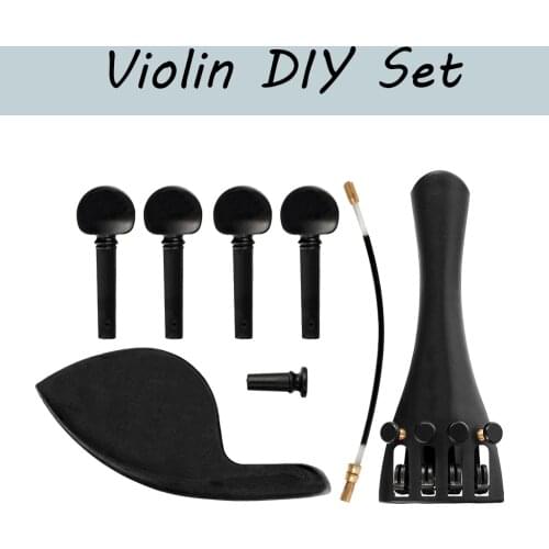 One Set of Violin Chin Rest Knob Tailpiece Perforated Pegs For Violin Size 4/4 3/4 1/2 1/4 1/8