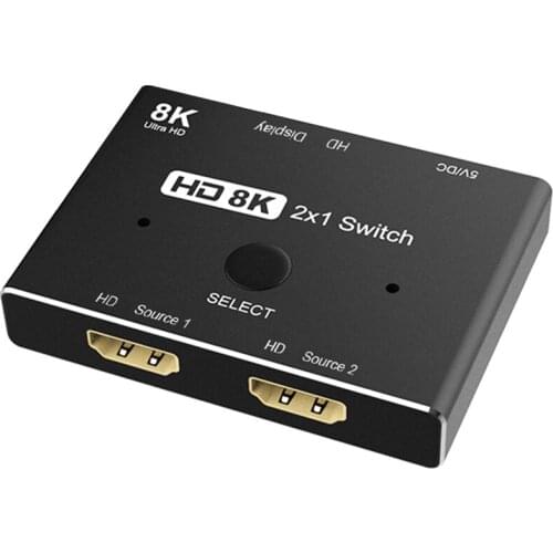2 in 1 out 8K 60Hz 3D HDMI-Compatible 2.1 Switch 2 X 1 HDMI-Compatible Switcher Selector Box for PS5 PS4 Xbox TV Monitor Project