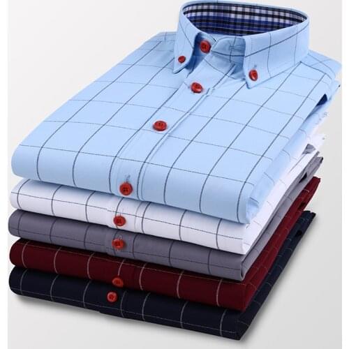 2021 New Autumn Mens Business Casual Plaid Shirt Fashion Classic Style Slim Long Sleeve Shirt Male Brand Clothes