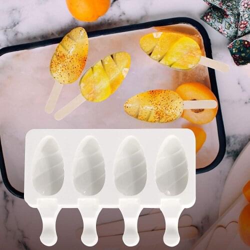 Silicone Ice Cream Mold DIY Homemade Popsicle Moulds Freezer 4 Cell Water Drop Ice Cube Tray Popsicle Barrel Makers Baking Tools