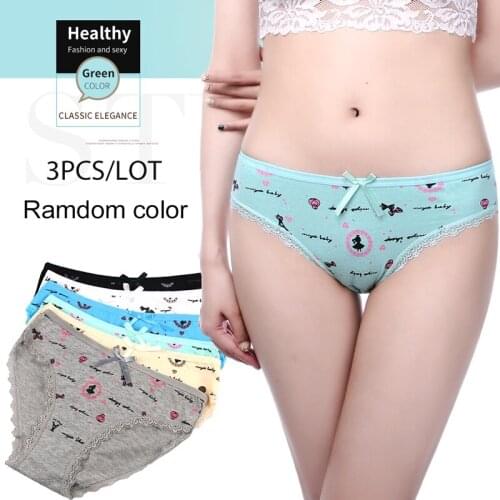 Innsly 3Pieces/Lot Panties Women Briefs Female Cotton Briefs Printing Soft Women Panties Comfortable Lingeries Women Sexy Pants