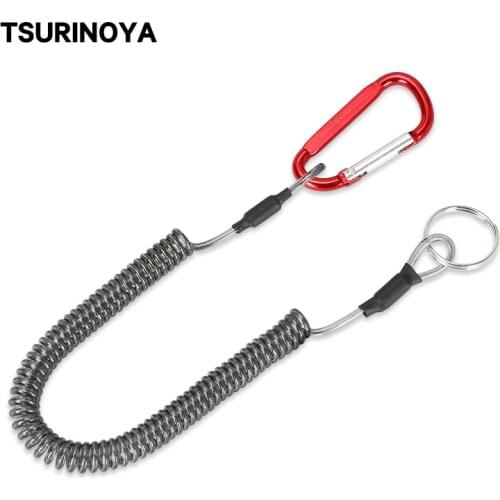 TSURINOYA 2pcs Fishing Steel Line Prevent Fishing Tackle Rod Drop Lose Elastic Rope Elastic Lanyards Fishing Tool Lanyards Coil