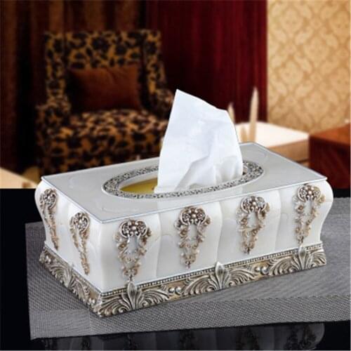 NEWYEARNEW Resin Tissue Holder Box European Antique Noble Home Decoration Storage Wedding Gifts