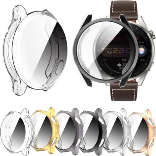 TPU Soft Shell Full Glass Screen Protector Case Frame For Huawei Watch 3/3 Pro 48/46mm Smartwatch 3pro Protective Bumper Cover