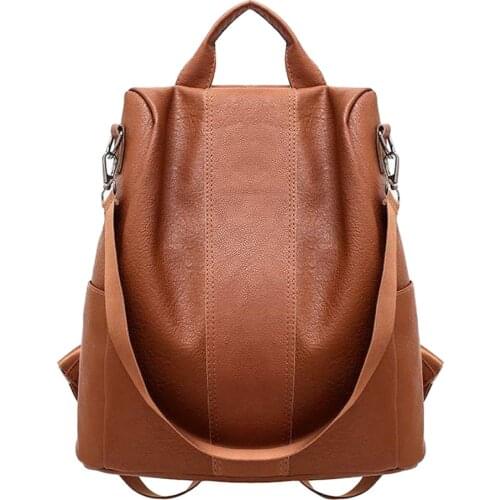 2021 Women Leather Backpacks High Quality Female Vintage Backpack For Girls School Bag Travel Bagpack Ladies Sac A Dos#g30