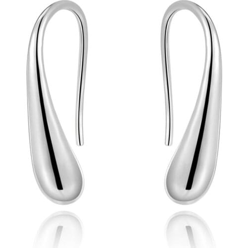 2019 Hot Sale Fashion Silver Plated Women Earring Exquisite Simple Water Stud Earrings for Valentines Day Wedding Gift Jewelry