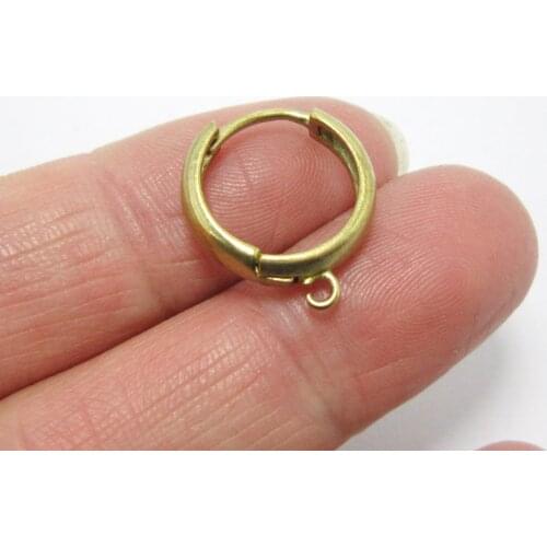 Brass leverback Earring clasps 18x16x4mm Round raw brass ear hooks with bail -10pcs R1211