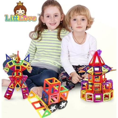 LittLove 107Pcs Big Size Magnetic Building Blocks Models Toy Kits Magnetic Designer Brick Technics Educational Toys For Children