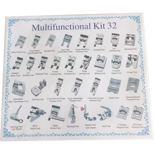 32pcs Mini Domestic Sewing Machine Braiding Blind Stitch Darning Presser Foot Feet Kit Set For Brother Singer Janome(front )