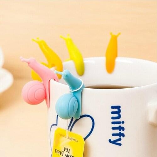 5 pcs/Set Cute Snail Shape Tea Bag Clip Cup Mug Tea Infusers Strainer Clips Party Decor Random Color Silicone Tea Bag Holder