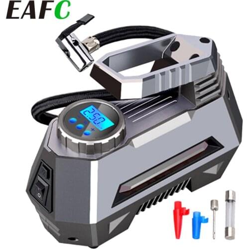 Car Air Compressor Tire Inflator Portable Car Tire Pump With Digital Pressure Gauge (150 Psi 12V DC) Bright Emergency Flashlight