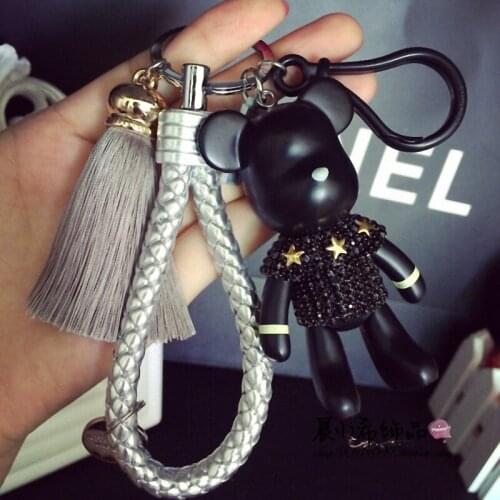 Bomgom Tassels Cartoon Popobe Gloomy Bear Keychain Cute Bag Charm Holder Cartoon Resin Key Chain Fi-K004-grey