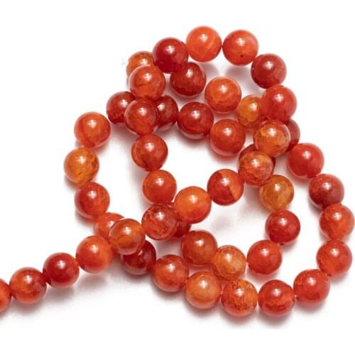 Wholesale Cracked Red Natural Stone Agates Beads 4mm 6mm 8mm 10mm 12mm Round Loose Beads Needlework DIY Necklace Bracelet