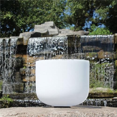 Chakra tuned CDEFGAB 12 inch meditation singing bowl white Frosted Quartz Crystal Singing Bowl