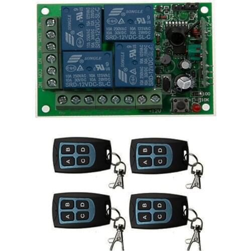 DC24V 4 CH 4CH RF 433mhz Wireless Remote Control Switch System Receiver+Waterproof Transmitter Garage Door /lamp /shutters