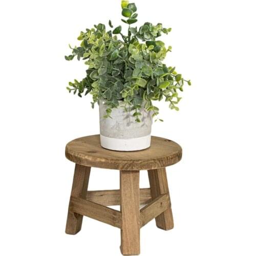 Wood High Stool Plant Stand Multi-function Wooden Flower Pot Holder Round Garden Potted Plant Shelf