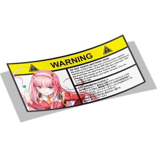 Fuzhen Boutique Decals Exterior Accessories Car Sticker Darling In The Franxx Zero Two Warning Slap Stickers Anime Vinyl Decal