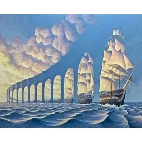 GATYZTORY Frame Cloud Boat DIY Painting By Numbers Landscape Paint By Numbers For Home Wall Art Picture Unique Gift