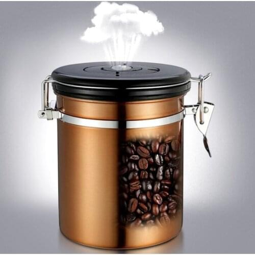 Stainless Steel Airtight Sealed Canister Coffee Flour Sugar Container Holder Can Storage Bottles Jars For Coffee Bean