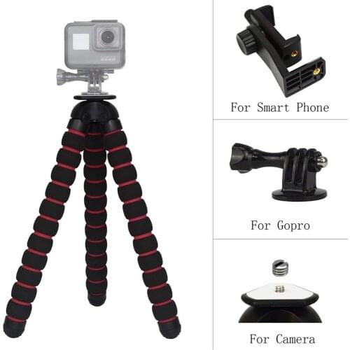 Just Now Large Tripod Sponge Flexible Tripod+Cellphone Holder Mount+Adapter+Screw for Smartphones for Action Cameras for DSLRs