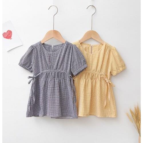 College style girl plaid dress 2020 summer round neck princess dress fresh check short sleeve waist dress WT20