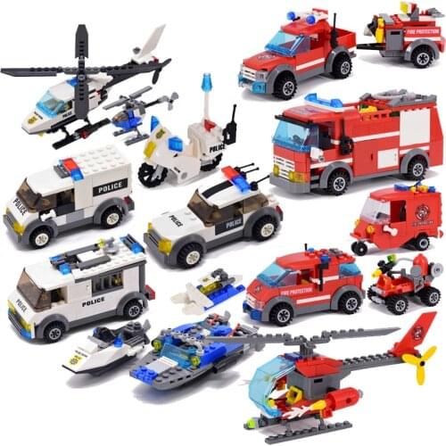 City Police Patrol Car Model Figure Blocks Educational Construction Building Bricks Toys For Children Christmas Gift