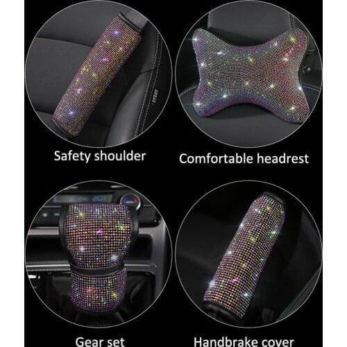 Crystal Car Car Center Console Cover Pad Neck Pillow Diamond Car Shift Gear Cover Bling Auto Interior Accessories Dropshipping