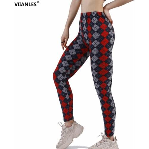 VIIANLES Printed Leggings Clothing Women Elasticity Fashion Print Casual High Elastic Ladies Running Large Size Pants Female