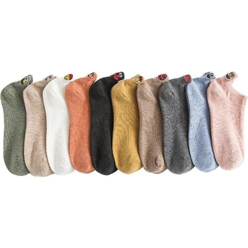 RANMO Summer Women Lovely Socks Eye Cartoon Funny Embroidery Boat Socks Fashion Socks