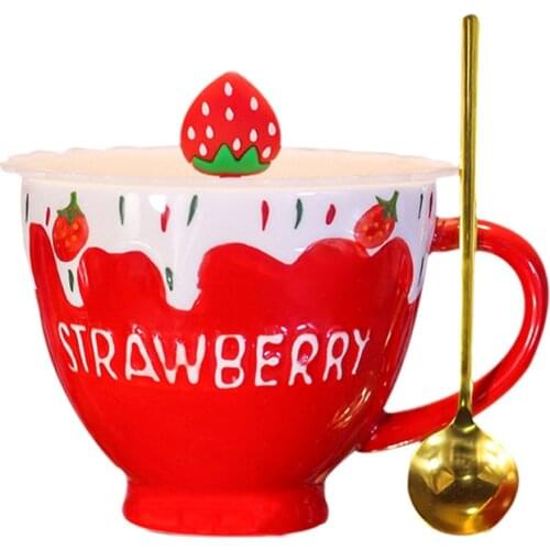 Cute Girl Heart Ceramic Mug Household Water Cup Milk Cereal Breakfast Cup Creative Oatmeal Cup Coffee Cup Mug Children Gift