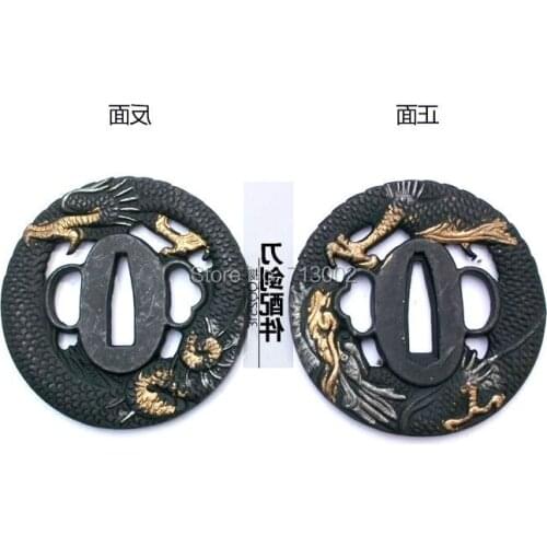 Molten TSUBA JAPANESE SAMURAI SWORD kirsite Katana Tsuba Dragon Design