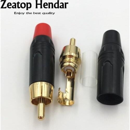 40Pcs High quality RCA Male Soldering Connector Gold Plating Audio Adapter Black Red Pigtail Speaker Plug for 7MM Cable
