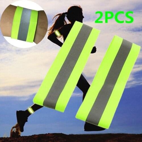 2Pcs Safety Reflective Arm Band Belt Strap for Outdoor Night Running Cycling
