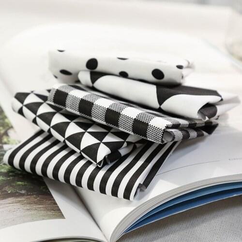 Black White Printed Twill Cotton Fabrics For Sewing Cloth Crafts 50*40Cm/Pcs TJ1349