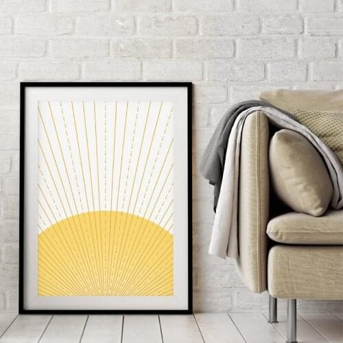 Sunshine Yellow and Orange Poster Modern Home Decor Sun Wall Art Picture Canvas Painting Prints Kitchen Wall Decoration