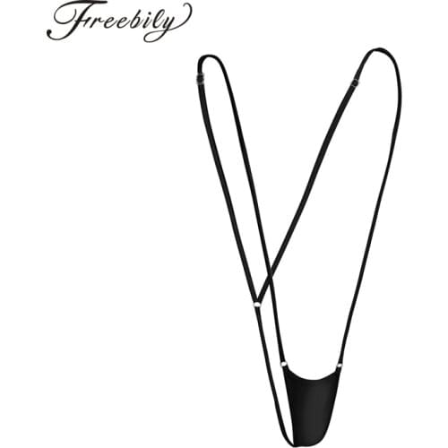 Womens Sexy Shoulder straps G-Strings Tiny Mini Micro Bikini Swimwear Thongs T Back Tangas Panties Underwear Erotic Lingerie