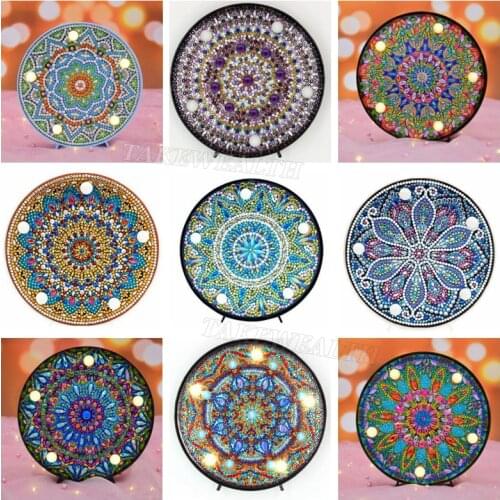 LED Decoration Light DIY Mandala Flower Full Drill Diamond Painting Light Bedroom Night Lamp Home Desk Decorative Night Lamp