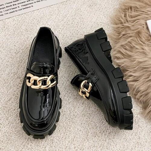 2021 Women Flats Lolita Mary Jane Shoes For Woman Spring Platform Ladies Loafers Vintage Soft Slip On Chain Oxford Shoes