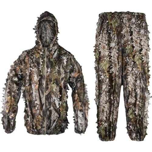 Outdoor Maple Leaf Ghillie Suits Hunting Woodland Disguise Uniform Cs Training Clothing Hunting Sniper Suit Pants Hooded Jacket